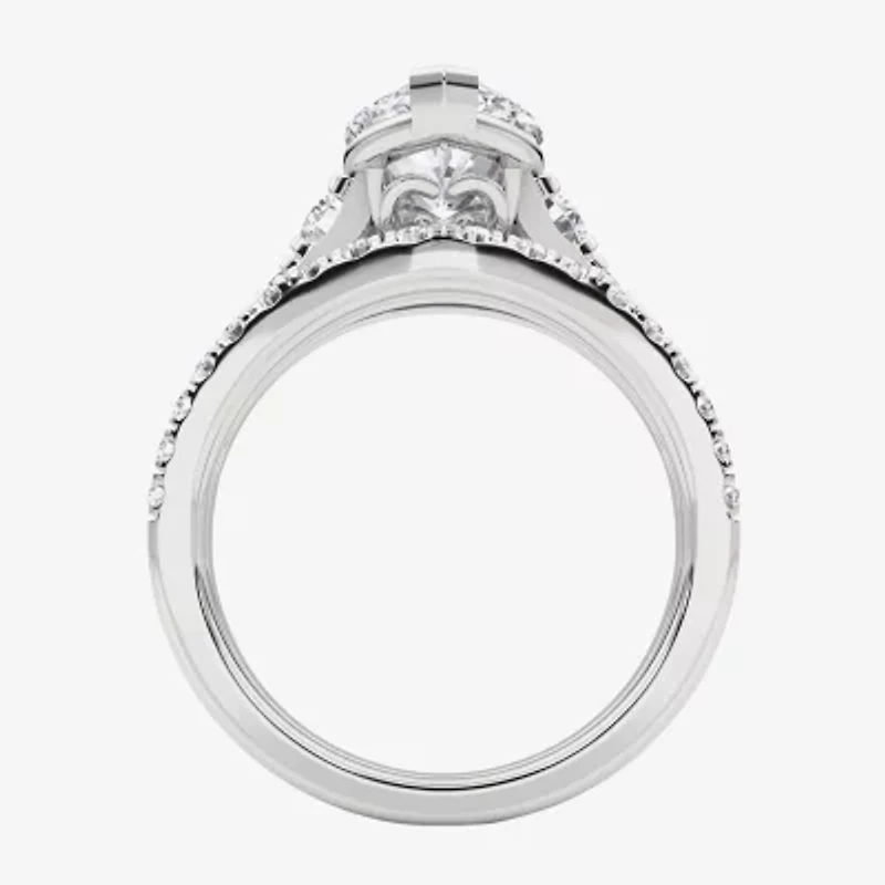 Grown Gorgeous (F,Vs2) Womens 3 5/8 Ct. T.W. Lab White Diamond 14K Gold or Platinum Marquise Side Stone Bridal Set