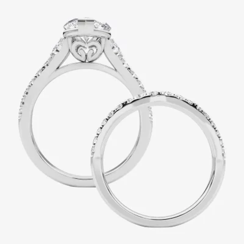 Grown Gorgeous (F,Vs2) Womens 3 5/8 Ct. T.W. Lab White Diamond 14K Gold or Platinum Marquise Side Stone Bridal Set