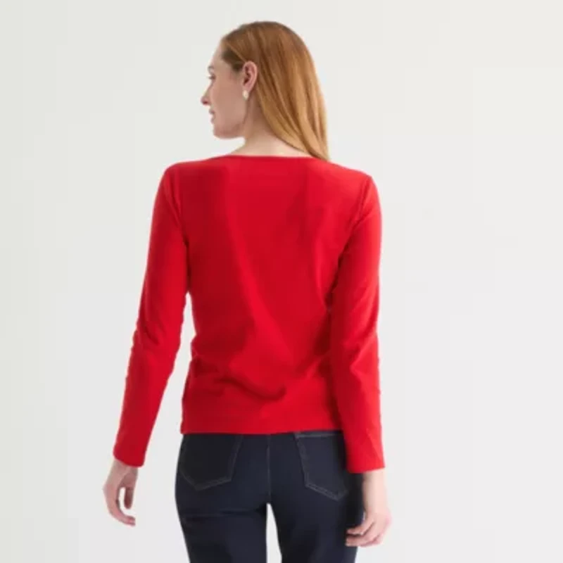 Liz Claiborne Womens Crew Neck Long Sleeve T-Shirt