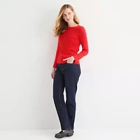 Liz Claiborne Womens Crew Neck Long Sleeve T-Shirt