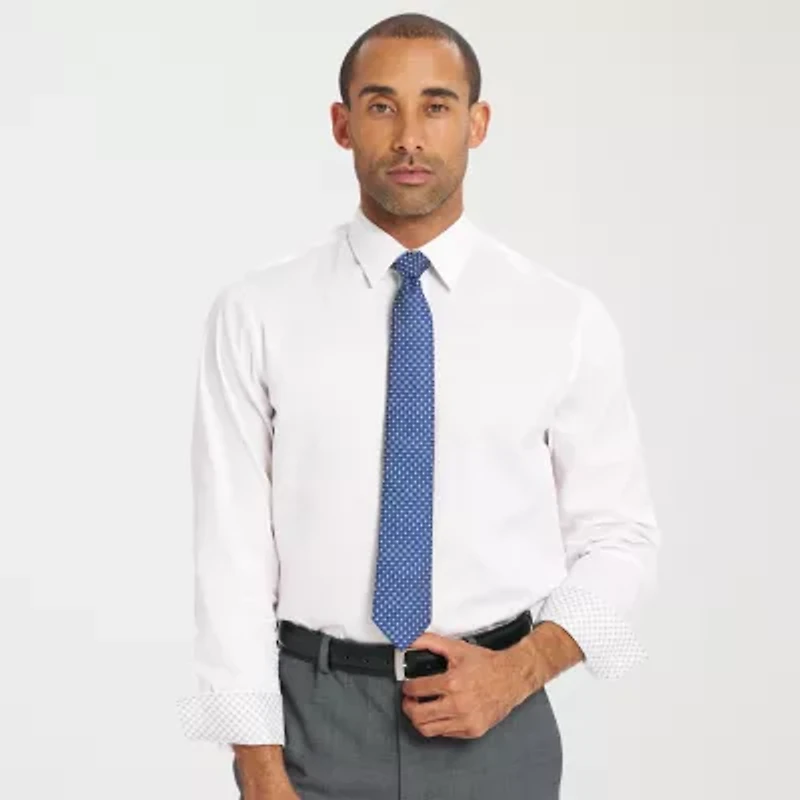 Nick Graham Mens Spread Collar Long Sleeve Shirt + Tie Set