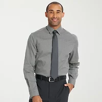 Nick Graham Mens Spread Collar Long Sleeve Shirt + Tie Set Fitted