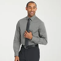 Nick Graham Mens Spread Collar Long Sleeve Shirt + Tie Set Fitted