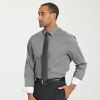 Nick Graham Mens Spread Collar Long Sleeve Shirt + Tie Set Fitted
