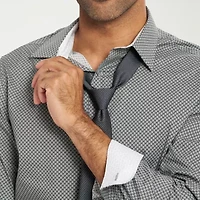 Nick Graham Mens Spread Collar Long Sleeve Shirt + Tie Set Fitted