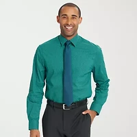 Nick Graham Mens Spread Collar Long Sleeve Shirt + Tie Set Fitted