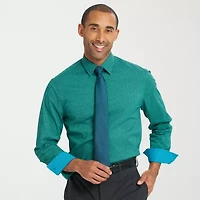 Nick Graham Mens Spread Collar Long Sleeve Shirt + Tie Set Fitted