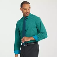 Nick Graham Mens Spread Collar Long Sleeve Shirt + Tie Set Fitted