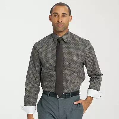Nick Graham Mens Spread Collar Long Sleeve Shirt + Tie Set