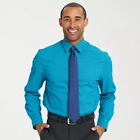 Nick Graham Mens Point Collar Long Sleeve Shirt + Tie Set Fitted