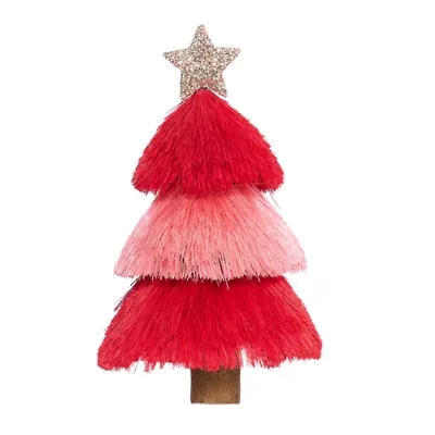 Martha Stewart Red Pink Fabric Tree Christmas Ornament