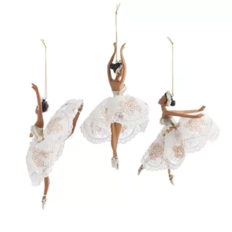 North Pole Trading Co. Ballerina Trio African American 3-pc. Christmas Ornament