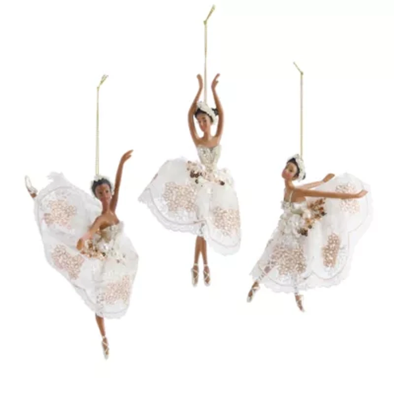 North Pole Trading Co. Ballerina Trio African American 3-pc. Christmas Ornament