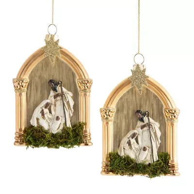 North Pole Trading Co. Nativity And Frame African American Set 2-pc. Christmas Ornament