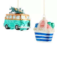 North Pole Trading Co. Beach Tote And Van Set 2-pc. Christmas Ornament