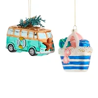 North Pole Trading Co. Beach Tote And Van Set 2-pc. Christmas Ornament