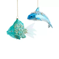 North Pole Trading Co. Dolphin And Fish Set Christmas Ornament