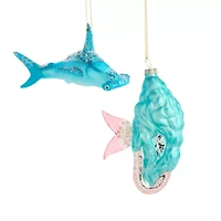 North Pole Trading Co. Hammerhead And Mermaid Set Christmas Ornament