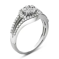 Diamond Blossom 1/3 CT.T.W. Natural Cluster Sterling SIlver Orbit Ring