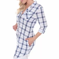 White Mark Piper Plaid Womens Long Sleeve Tunic Top