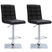 Bonded Leather and Chrome Adjustable Bar Stool-Set of 2