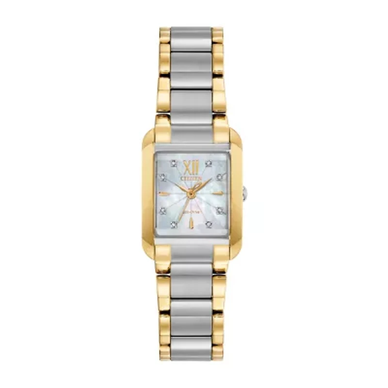 Citizen Bianca Womens Diamond Accent Two Tone Stainless Steel Bracelet Watch Ew5554-58d
