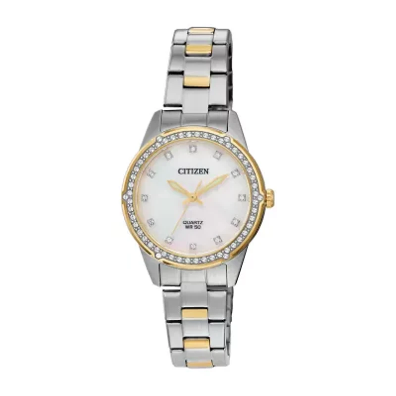 Citizen Womens Crystal Accent Two Tone Stainless Steel Bracelet Watch Er0224-51d
