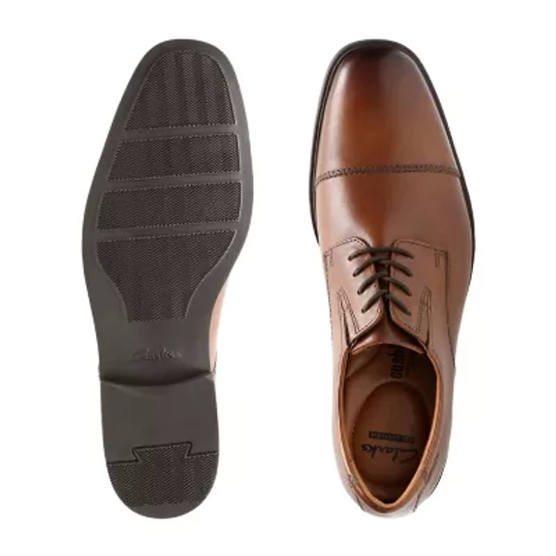 Clarks® Tilden Mens Leather Cap-Toe Dress Shoes