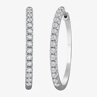 (H-I / Si1) Womens 2 CT. T.W. Lab Grown White Diamond 14K White Gold 35mm Hoop Earrings