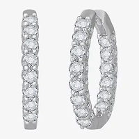 (H-I / Si1) Womens 3 CT. T.W. Lab Grown White Diamond 14K White Gold 22.5mm Hoop Earrings