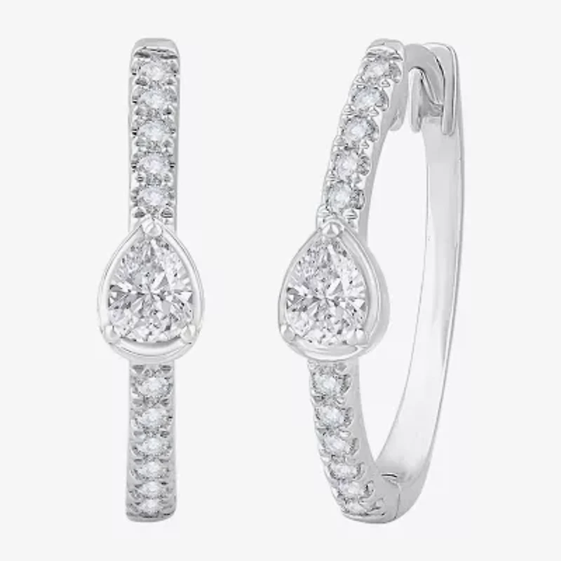 H-I / Si1) Womens 1/2 CT. T.W. Lab Grown White Diamond 14K White Gold 18.5mm Hoop Earrings