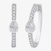 H-I / Si1) Womens 1/2 CT. T.W. Lab Grown White Diamond 14K White Gold 18.5mm Hoop Earrings