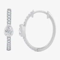 H-I / Si1) Womens 1/2 CT. T.W. Lab Grown White Diamond 14K White Gold 18.5mm Hoop Earrings