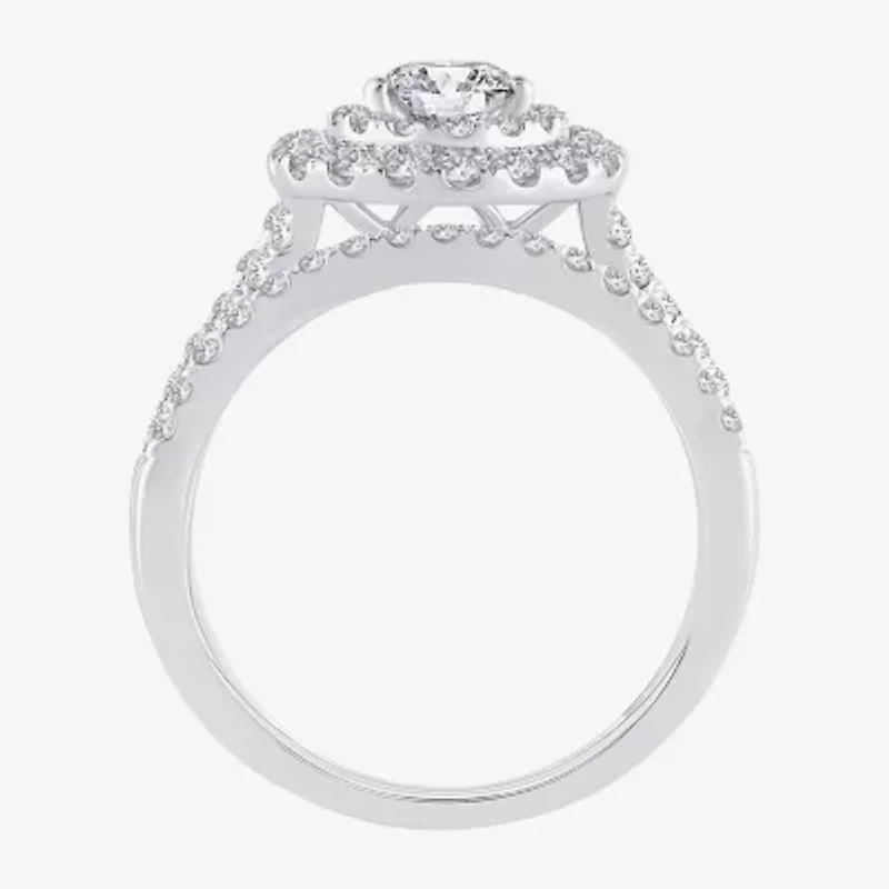 Signature By Modern Bride (H-I / Si1-Si2) Womens 1 1/2 CT. T.W. Lab Grown White Diamond 10K or 14K Gold Pear Halo Bridal Set
