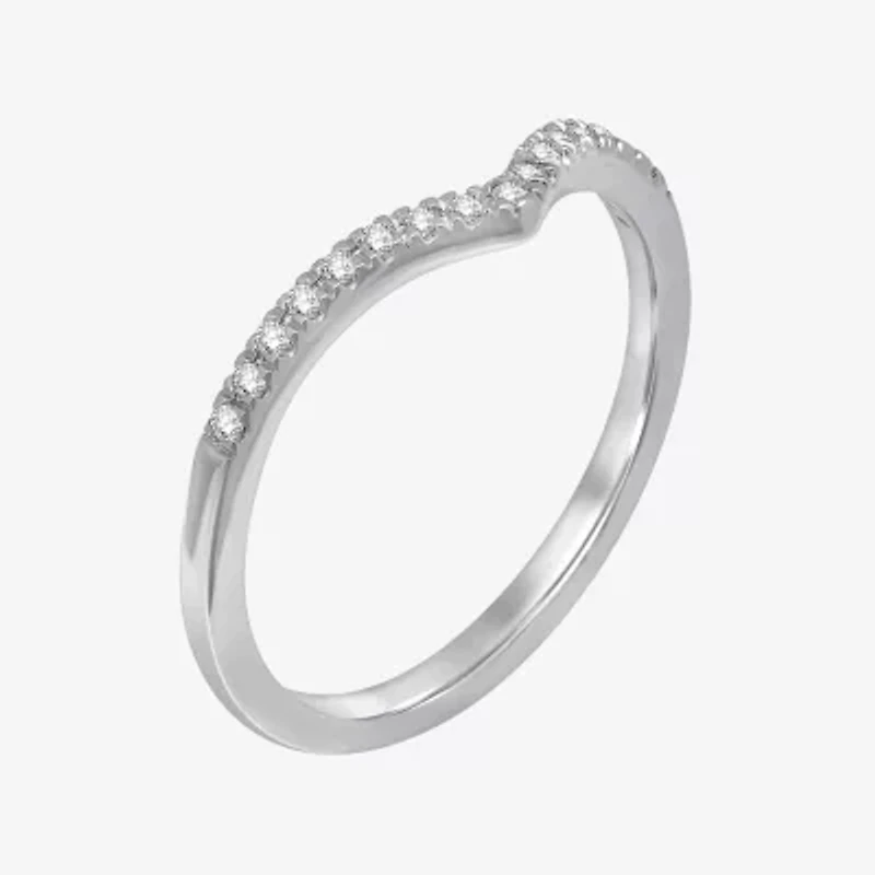 1/10 CT.T.W. Natural Diamond 10K or 14K Gold Chevron Wedding Band