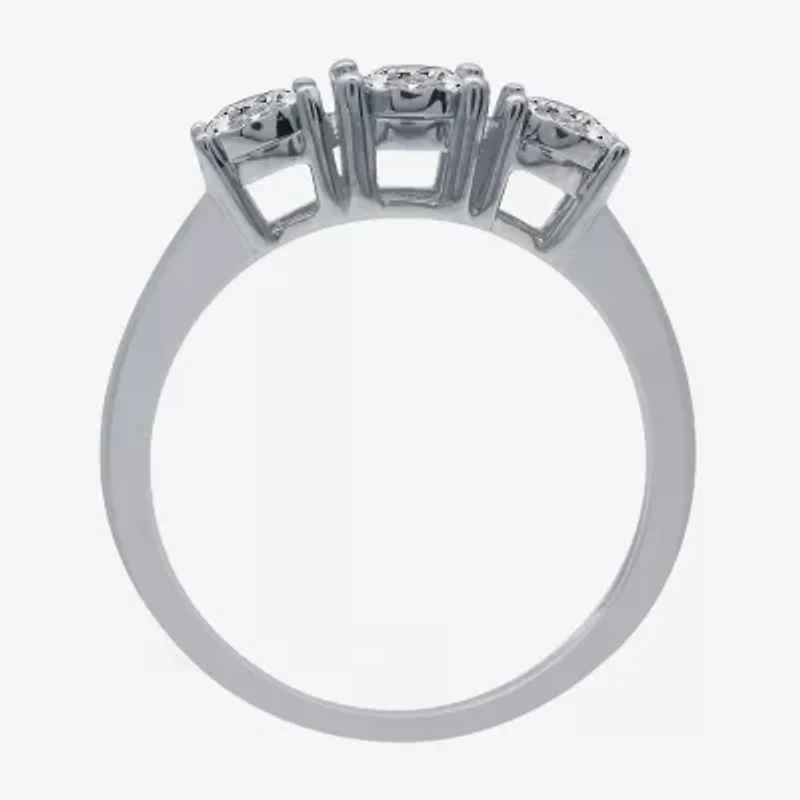 Love Lives Forever Round 1/2 CT.T.W. Natural Diamond 3-Stone Engagement Ring 10K or 14K Gold