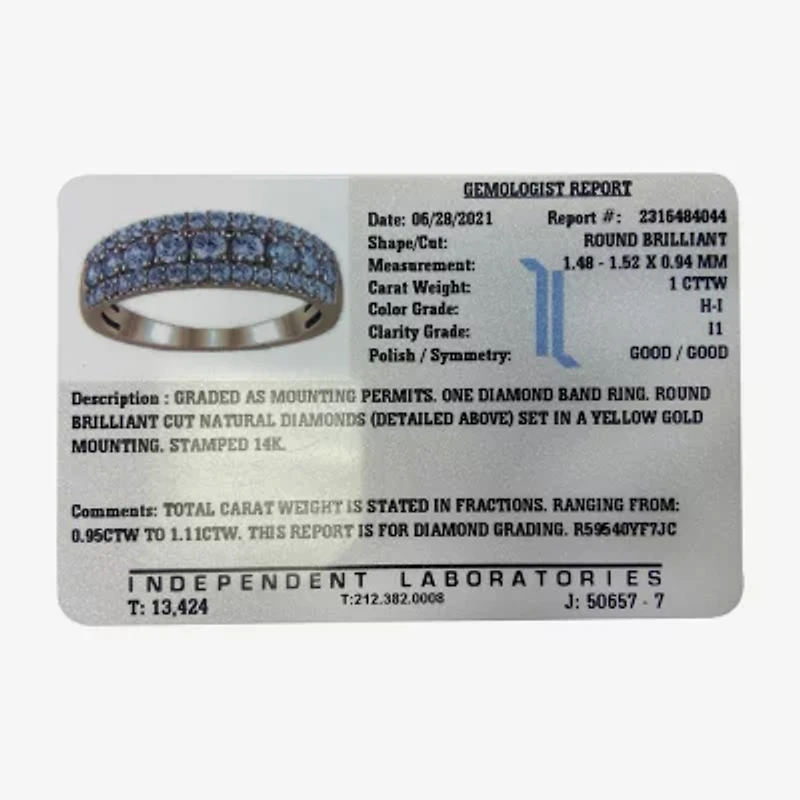 1 CT.T.W. Natural Diamond 14K Gold Anniversary Band