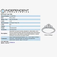 Signature By Modern Bride (H-I / I1) Womens 1 1/4 CT. T.W. Lab Grown White Diamond 10K Gold Oval Side Stone 3-Stone Engagement Ring