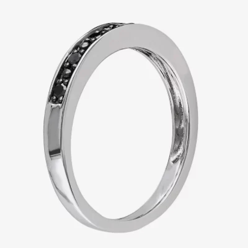 Midnight Black Womens 2MM 1/10 CT. T.W. Natural Diamond Sterling Silver Wedding Band
