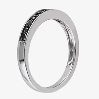 Midnight Black Womens 2MM 1/10 CT. T.W. Natural Diamond Sterling Silver Wedding Band