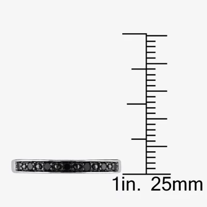Midnight Black Womens 2MM 1/10 CT. T.W. Natural Diamond Sterling Silver Wedding Band