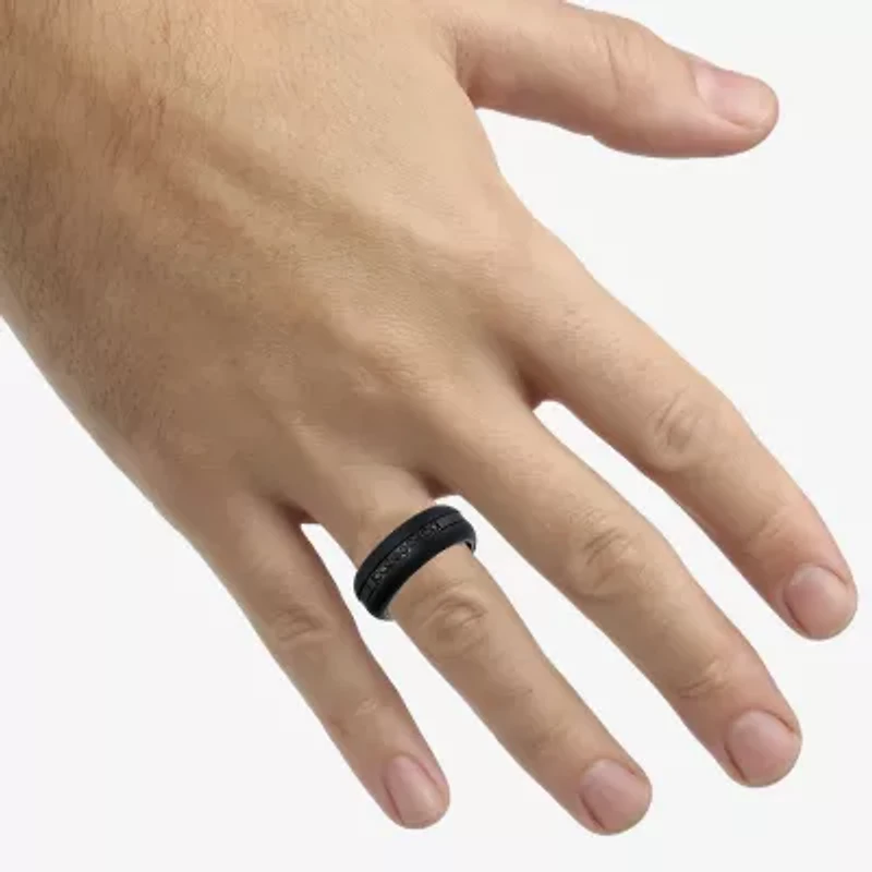 Mens 9M 1/5 CT. Natural Black Diamond Tungsten Wedding Band