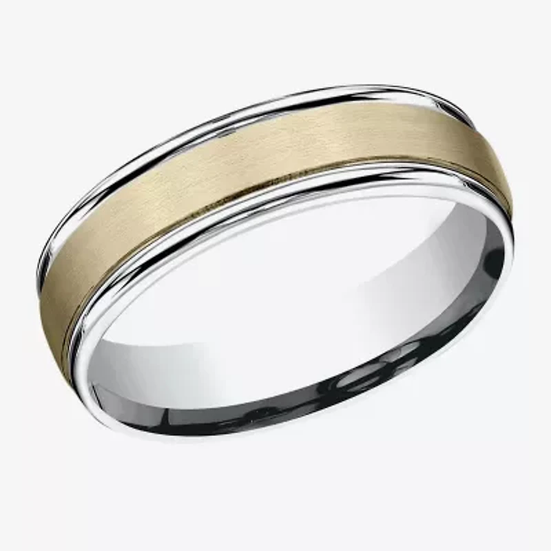 Mens 6MM 10K Two Tone Gold Wedding Band