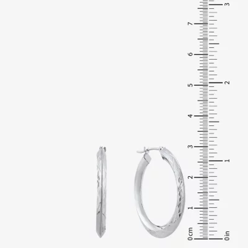 Womens 14K White Gold 30mm Hoop Earrings