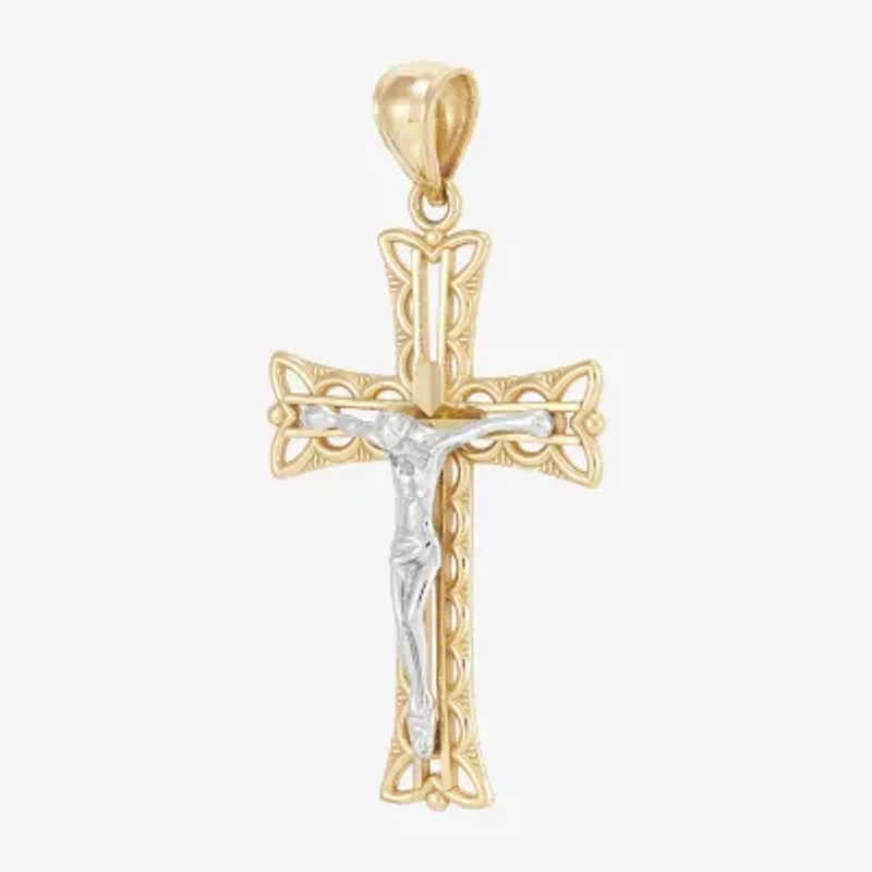 14K Two-Tone Gold Crucifix Cross Pendant