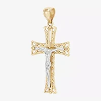 14K Two-Tone Gold Crucifix Cross Pendant
