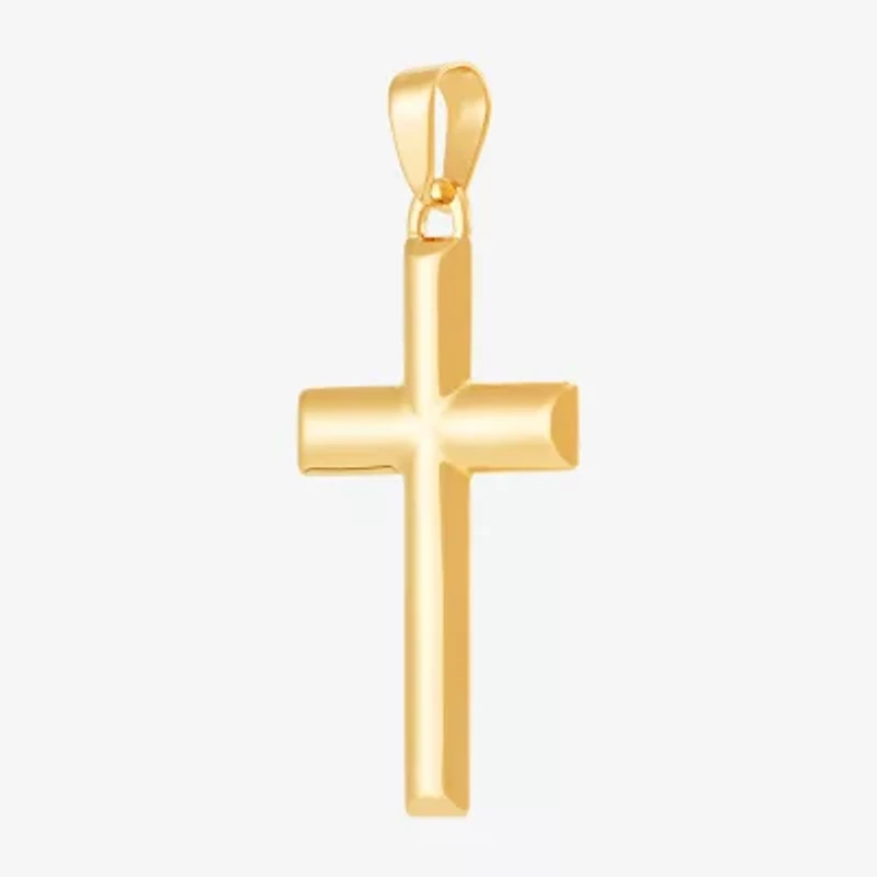 14K Yellow Gold High-Polish Hollow Cross Charm