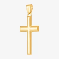 14K Yellow Gold High-Polish Hollow Cross Charm
