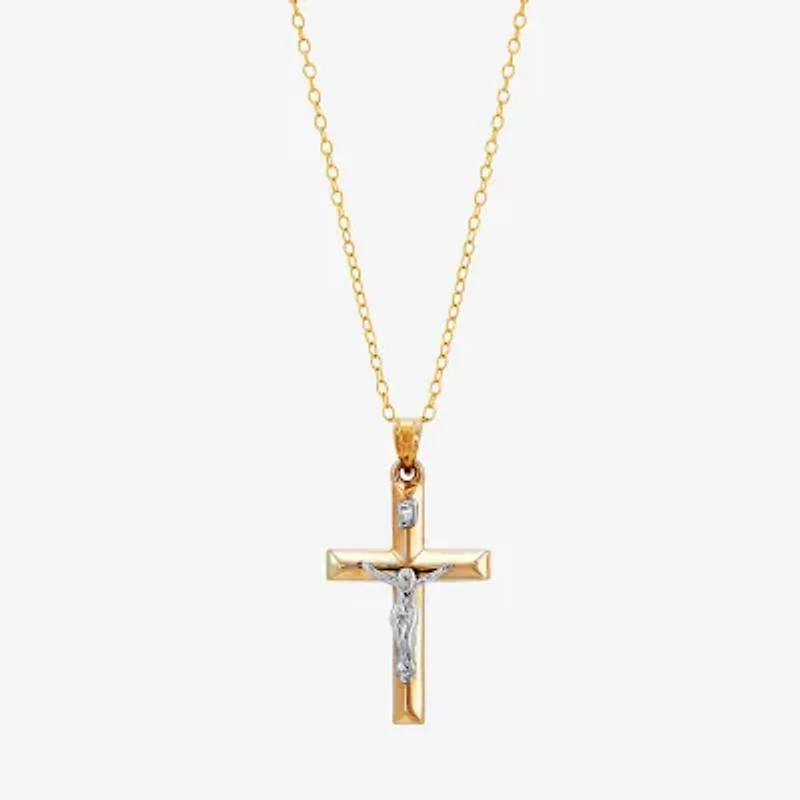 Crucifix Unisex Adult 14K Two Tone Gold Cross Pendant