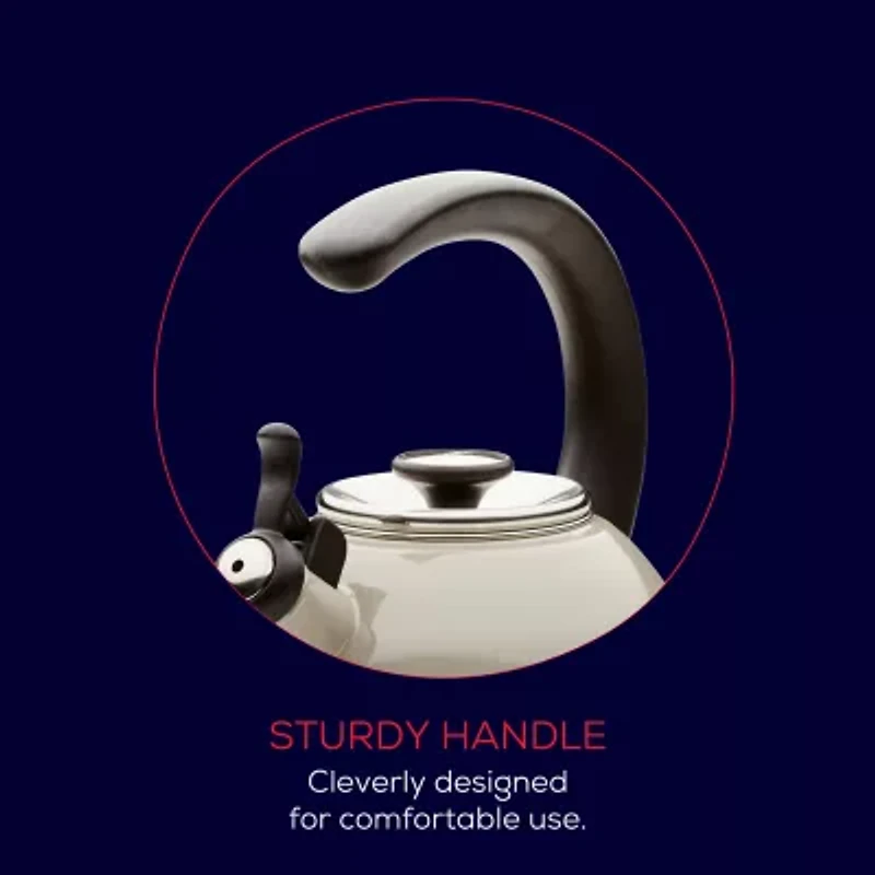 Circulon Enamel On Steel 2-Qt. Whistling Induction Tea Kettle with Flip-Up Spout